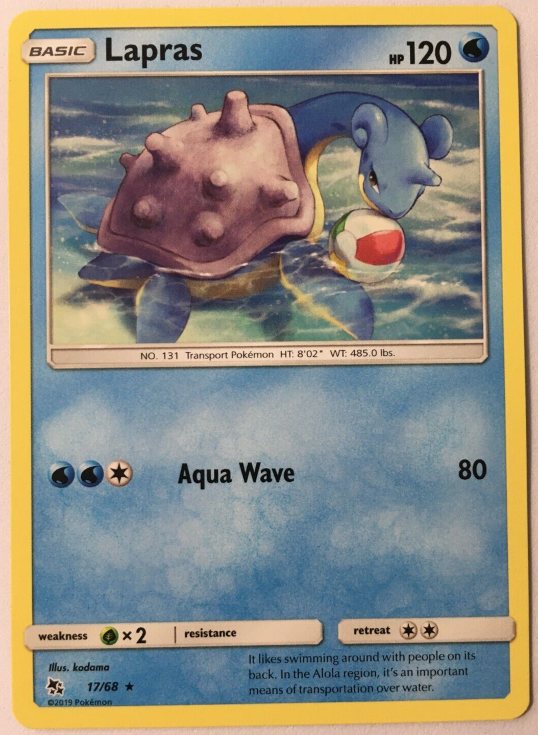 POKEMON LAPRAS 17/68 HIDDEN FATES RARE NEAR MINT