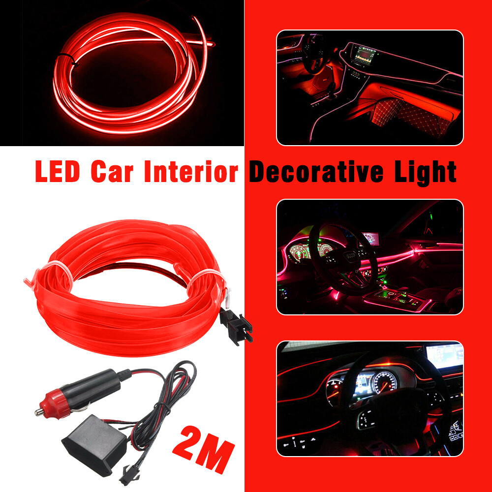 2M LED Car Interior Wire Decorative Atmosphere Strip Lamp Light Accessories PU