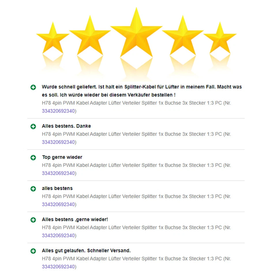 H78 4pin Pwm Cable Adapter PC Fan Splitter 1x Socket 3x Plug 1:3 Distributor - Image 4 of 4