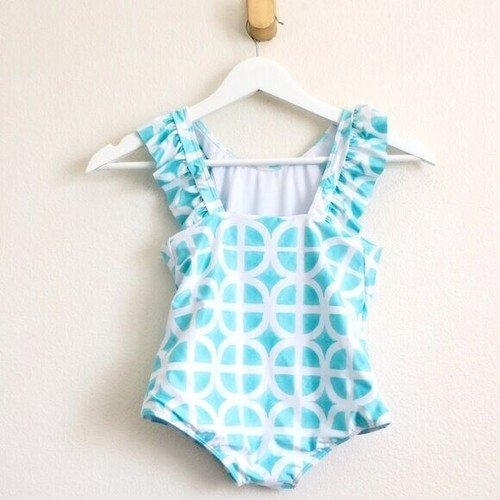 NEW! Kenny Flowers Kiddy Flowers The Maldives Girls Ruffle One Piece Blue SZ 12 - Picture 6 of 8
