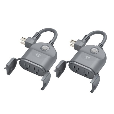 Geeni Outdoor Smart Plug 2-Pack, Weatherproof Wi-Fi Outlet, Alexa/Google