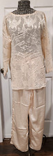 Vtg Victoria's Secret Gold Label Ivory Floral LS Pajama Set Small NWOT