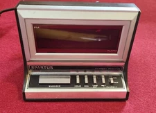 Vintage Spartus Digital Alarm Clock Model 1116 Wood Grain Red Display Retro Work