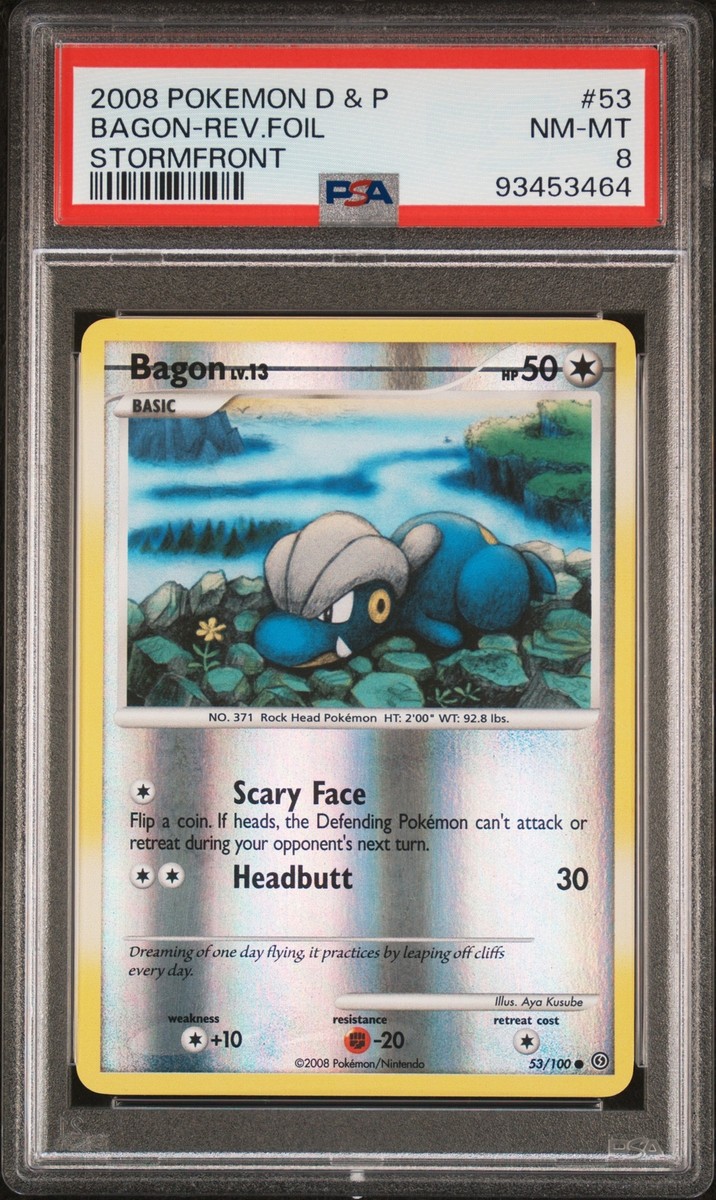 PSA 8 Bagon Reverse Holo 53 2008 Pokemon Stormfront Card 93453464