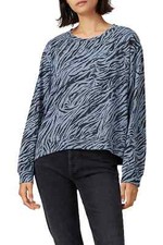 Sundry Drapery Zebra Crew Neck Pullover Sweatshirt Black Blue Fleece SOFT 2/M
