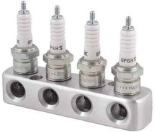 Spark Plug Holder Polished Aluminium Billet For 4 x M14 x 1.25 Spark Plugs