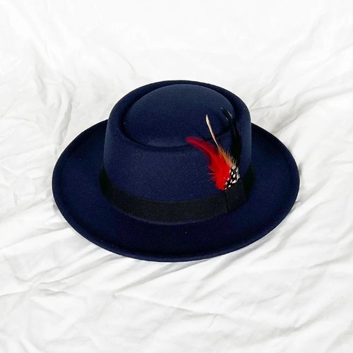 Herren Damen Hut Fedora breite Krempe Feder verstellbares Band Wollfilz Einheitsgröße NEU - Bild 16 von 18