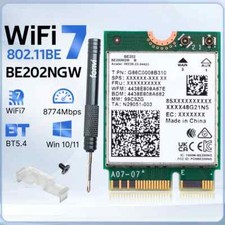 WiFi7 for Intel BE202 WiFi Card M.2 Bluetooth 5.4 2400Mbps Tri-Band 2.4G/5G/6GHz