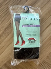 Assets by Sara Blakely Spanx Brand Shaping Tights Textured Wishbone Black SZ 1