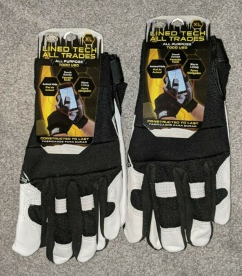 EXTRA LARGE Lot of 2 PUGS Lined Touch Screen Work Gloves   NEW w/Tags