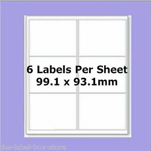 Blank Self Adhesive Labels ~ 6 Per A4 Sheet ~ L7166 Compatible ~ 99.1mm ...