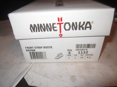 Minnetonka Infant Size 2 Brown Leather Back Strap Bootie Moccasins Suede Fringe