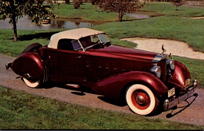POSTCARD AUTOMOBILE CAR 1934 PACKARD  V-12 BOATTAIL SPEEDSTER