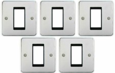 5 x Deta 1969CHB Euromodule Plates 1 Gang 1 Module Polished Chrome Black Insert