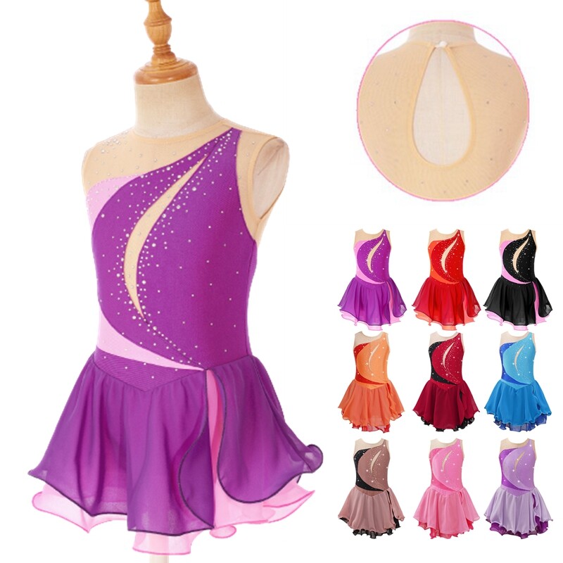 UK Kids Girls Gymnastics Leotard Ballet Tutu Skirt Figure Ice