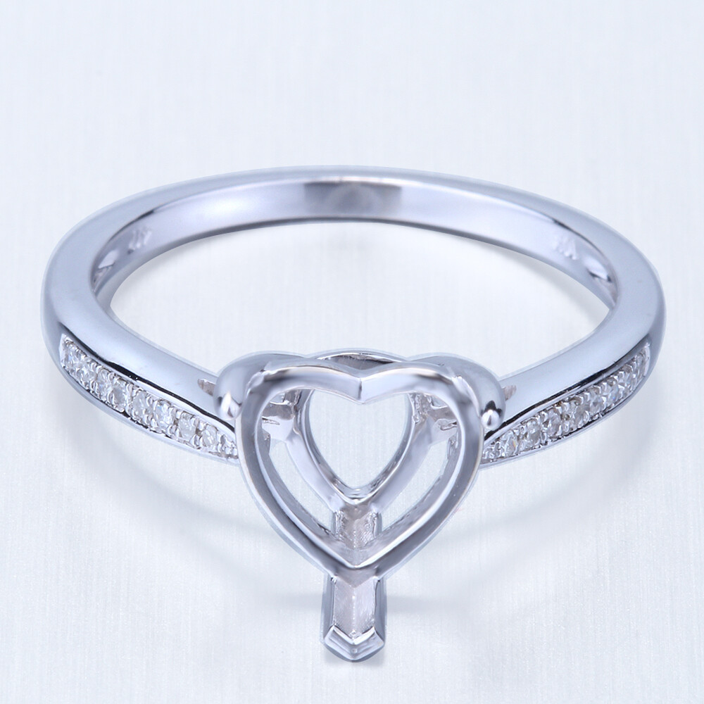 Sale 8x8mm Heart Semi-mount 925 Silver Pave Setting Diamond