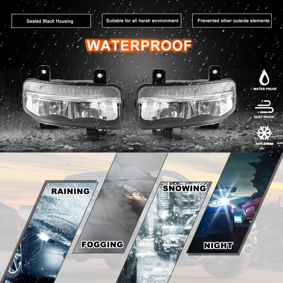 Pair For 2019-2024 Dodge Ram 1500 2500 3500 LED Bumper Fog Lights+Switch Kits - Image 4 of 4