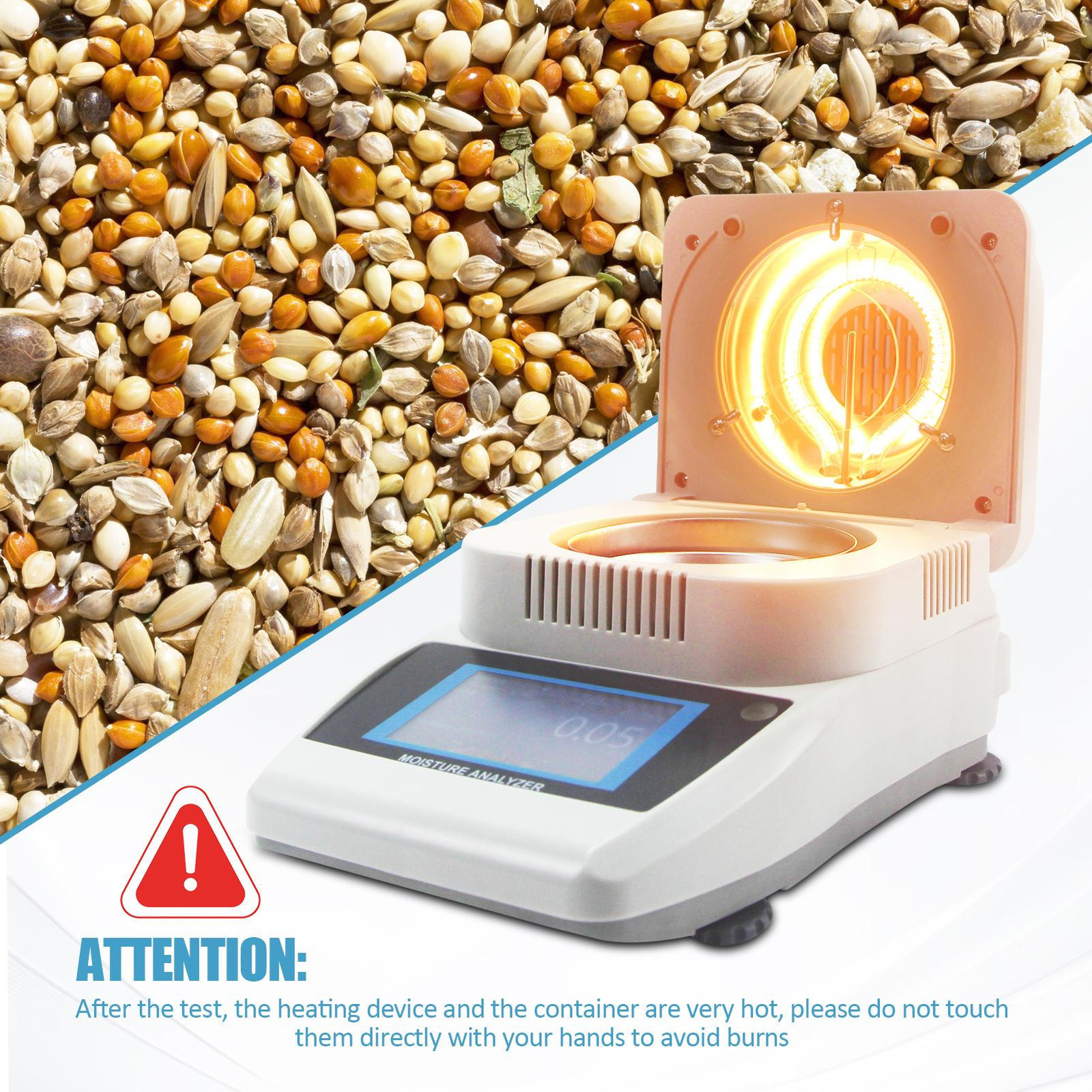 Lab Halogen Moisture Analyzer 0.01% Readability Touch Screen Moisture Balances thumbnail 5