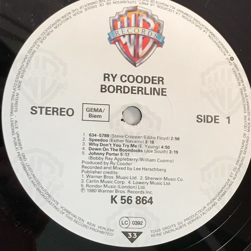 RY COODER Borderline 1980 German issue vinyl LP EXCELLENT CONDITION original B - Imagen 3 de 4