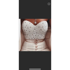 Gorgeous White Pearl Diamond Crystal Bustier