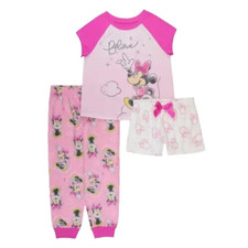 AME Kids' Disney Junior Minnie Mouse Character 3-piece Pajama Set, Pink, 3T