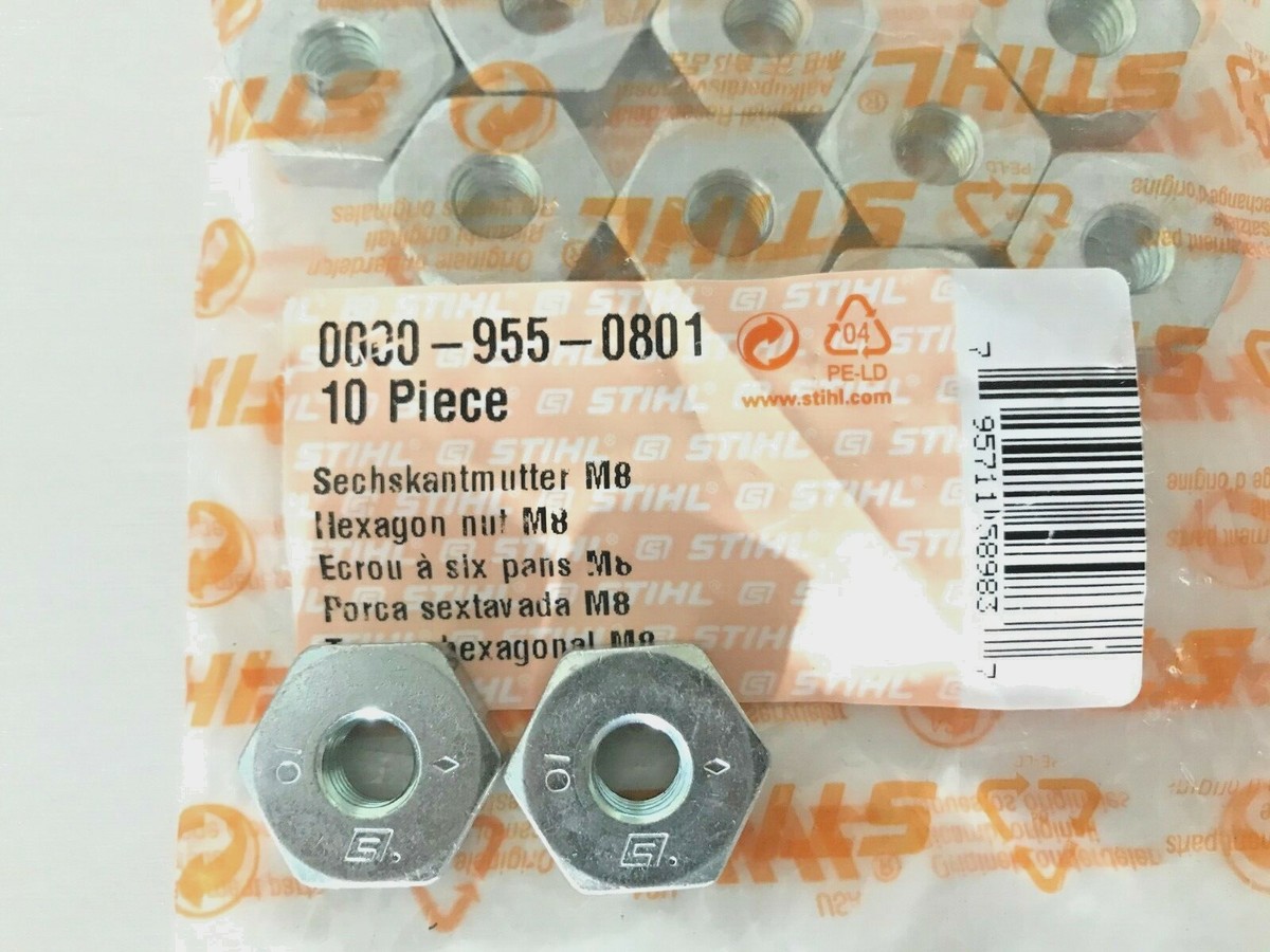 NEW Genuine STIHL Bar Nut M8 2-Pack 0000-955-0801 OEM-Chainsaws