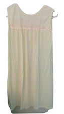 VTG MCM Carole YELLOW Lace Nightgown W/PINK EMBRODERY Short Sleeves SMALL