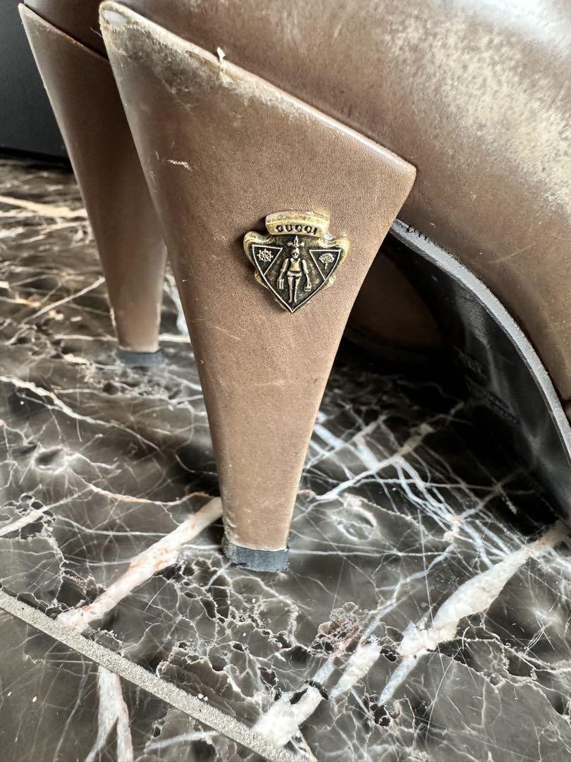 GUCCI Boots Heel Long Leather Brown EU38/US8 107360c thumbnail 3