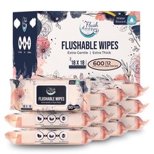 Flush Away Wipes Adult Flushable Wipes, Plant-Based, 18 x 18cm, 50 Wipes Each