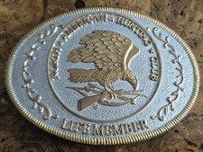 Vintage North American Hunting Club Life Member Gold/Silver Belt Buckle Eagle