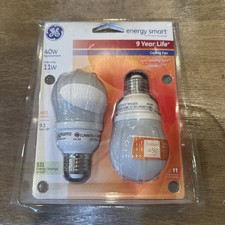 Two GE Energy Smart 40W CFL A17 Ceiling Fan Bulbs