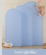 Set of 3 Dusty Blue Wedding Arch Covers 6ft-7.2ft Spandex Backdrop