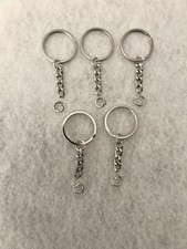 Keychains, made in the USA, 5-20pcs, split keyrings with chain 28mm