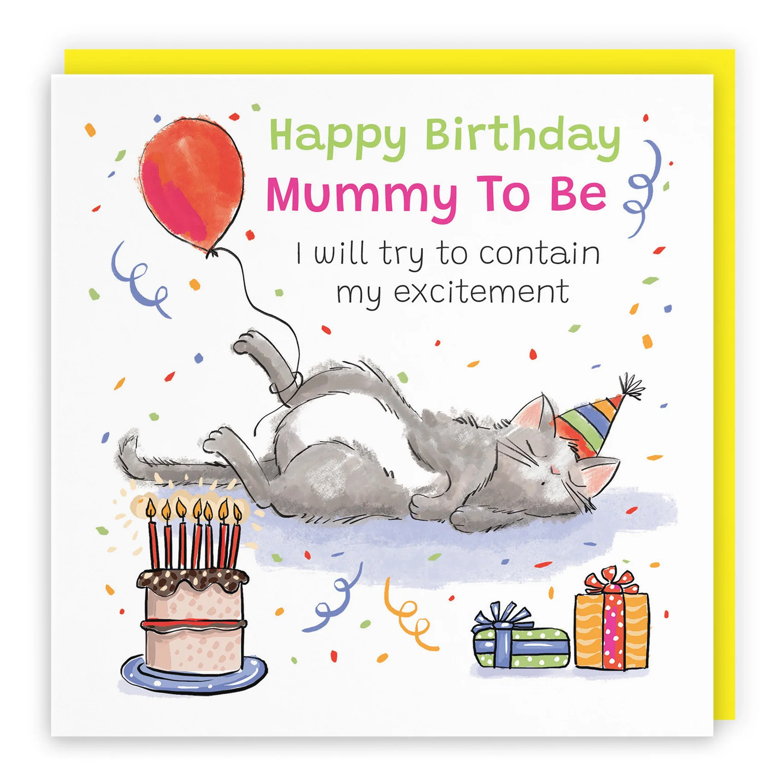 Mummy To Be Birthday Card Sleepy Cat Animal Party