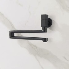 Black Pot Filler Wall Mount Folding Kitchen Faucet Stainless Steel Cold Tap