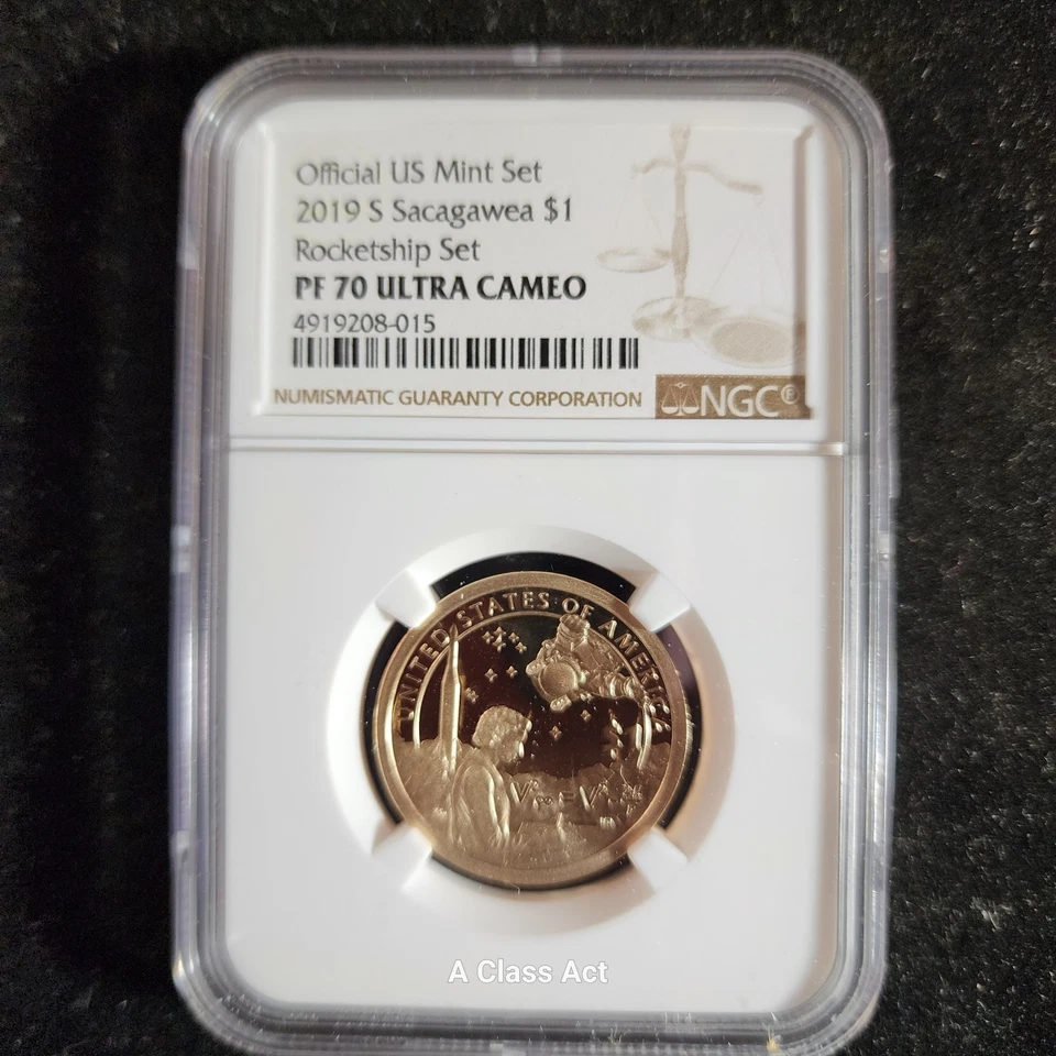 2019 Rocketship set Kennedy Half Dollar MS67 PL Sacagawea PF70 Ultra Cameo T8930 - Image 4 of 4