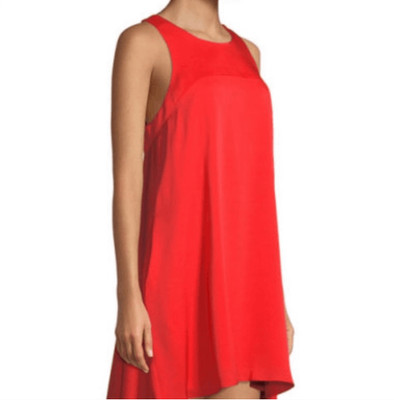 NWT Milly Silk Trapeze Dress Sleeveless Pockets Vibrant Orange Flame Size 6