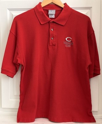 MLB Cincinnati Reds - Men's Red Cotton Polo Shirt, Size Large Pre-Shrunk