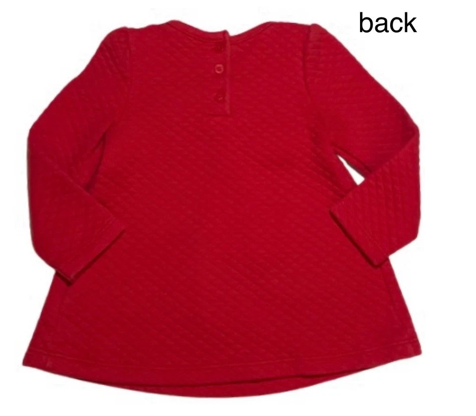 Kids Headquarters Girl Size 18m Red Dress/Top Bow & Buttons Honeycomb Pattern - Image 2 of 4