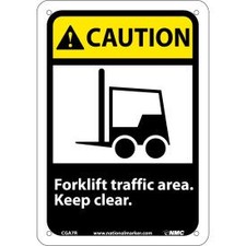 Graphic Signs - Caution Forklift Traffic Area - Plastic 7""W X 10""H ACCUFORM