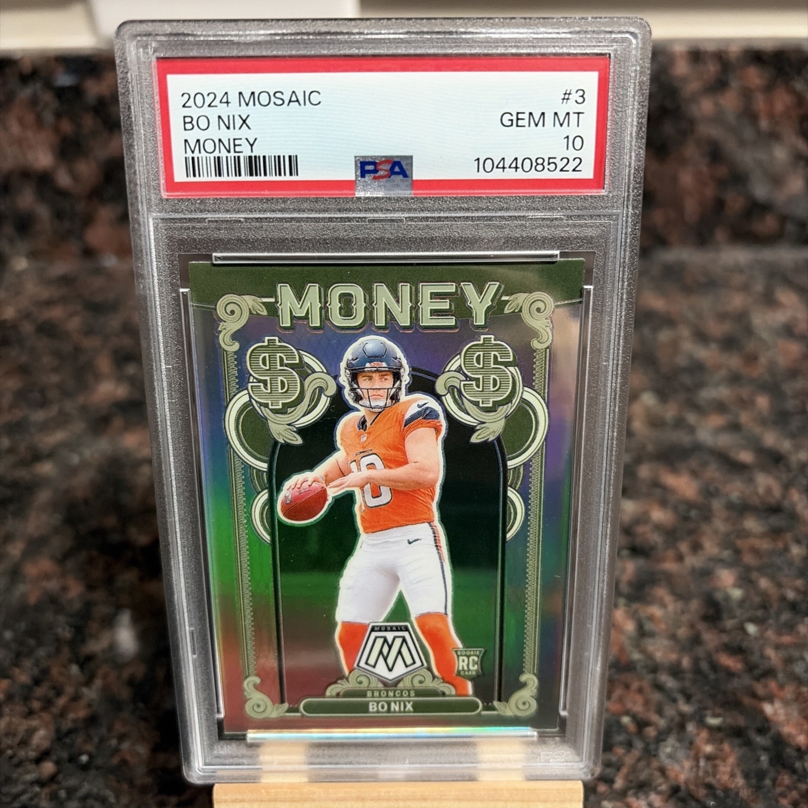 Bo Nix Panini Mosaic Money #3 Base