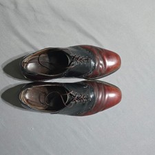Allen Edmonds Polo Saddle Oxfords Shoes Men 10.5 D Burgundy Black Wingtip
