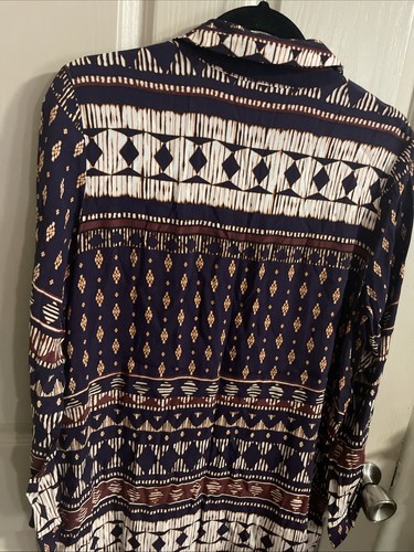 TABLE EIGHT COLLARED TRIBAL PRINT LONG SLEEVE KNEE LENGTH VISCOSE DRESS SIZE 12 - Picture 10 of 16