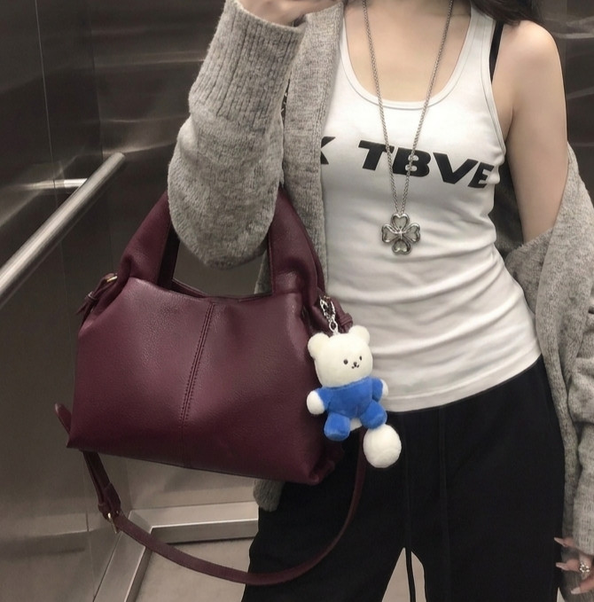 Minimalist Cloud Shoulder Bag Women Y2K Soft Leather Slouchy Tote