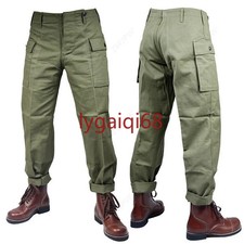 Green Men's Trousers WWII US HBT Army Casual Pants Retro Military Replica