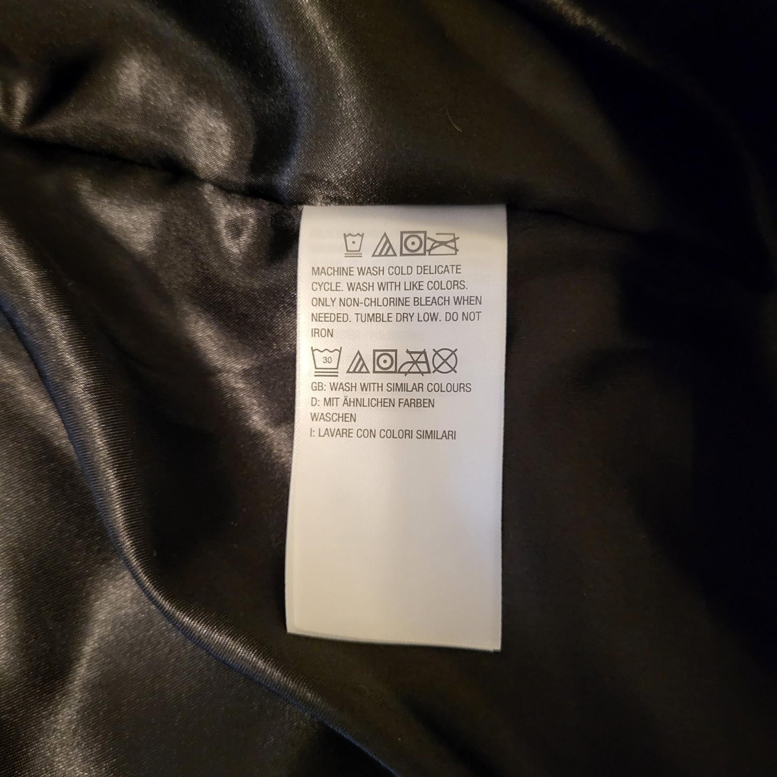 Dennis Basso Womens S Snap Front Faux Mink Coat w/ Convertible Collar Black EUC