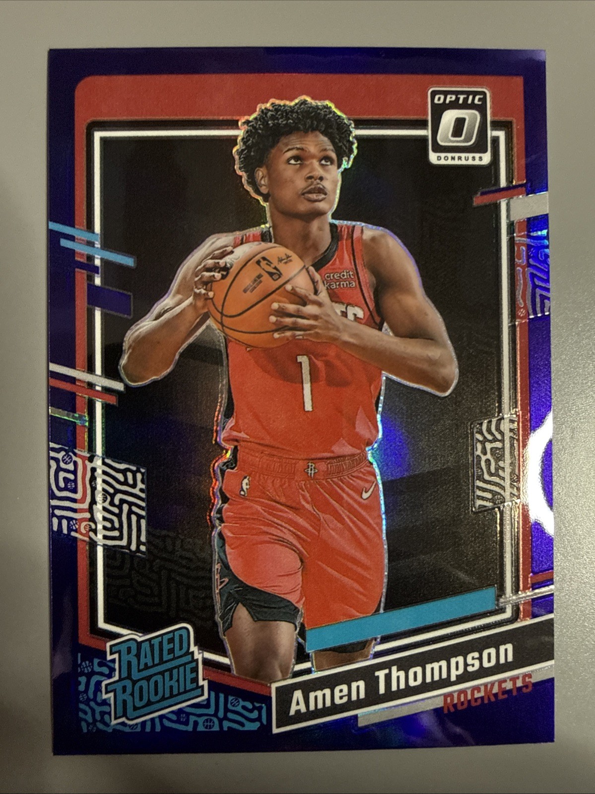 2023-24 Panini Donruss Optic - Rated Rookie Amen Thompson #229 Purple Prizm (RC)