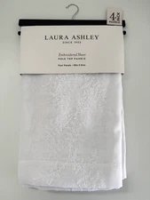 Laura Ashley Window Curtains 4 FOUR Panels 38 x 84" Sheer Snow White Embroidered