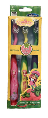 Strawberry Shortcake Children's Soft Bristles Stand Up Toothbrushes 3 Pack