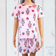 NWT STRAWBERRY SHORTCAKE WOMEN'S SHIRT SHORTS SLEEPWEAR LOUNGEWEAR PAJAMA SET